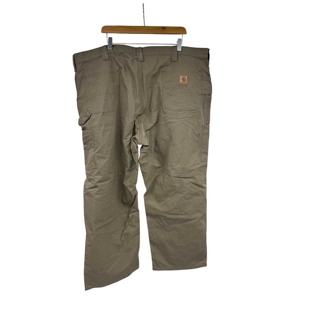Carhartt B151 LBR Original Dungaree Fit Canvas Work Pants Mens 46 Brown Hemmed